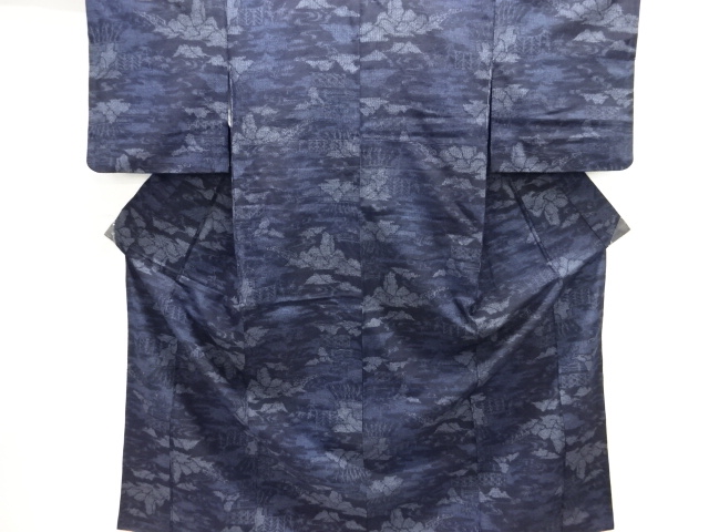 JAPANESE KIMONO / ANTIQUE KIMONO / SILK / TSUMUGI / WOVEN SCENERY